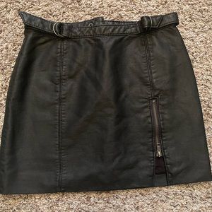 Free people black leather skirt